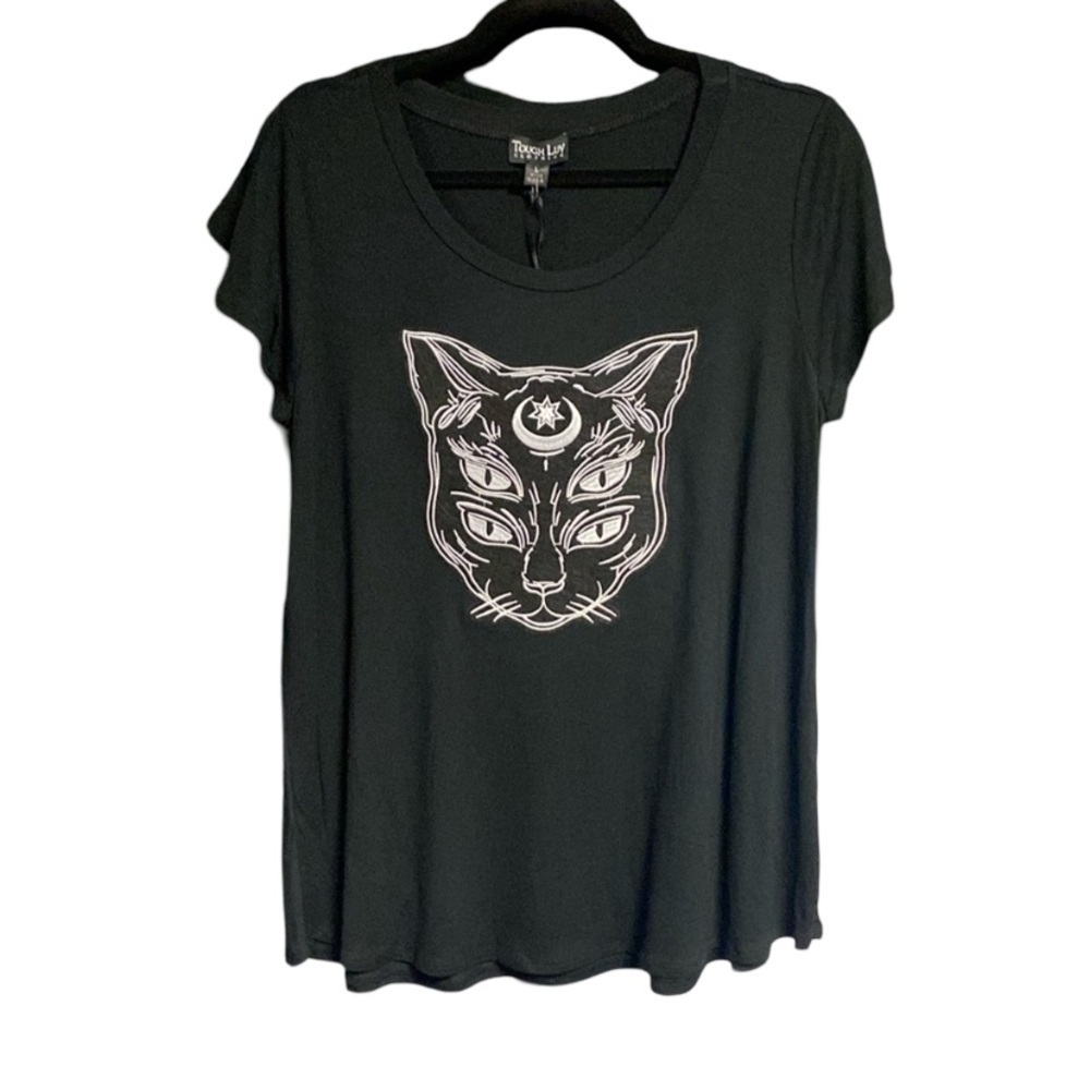 Tough Luv star moon seeing all black cat  top